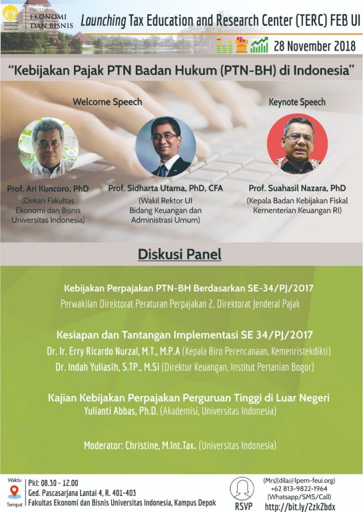 Launching Tax Education And Research Center Terc Feb Ui Fakultas